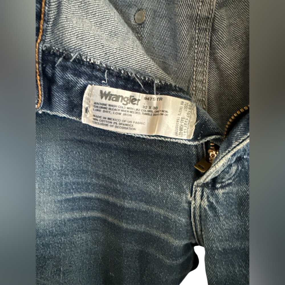 Vintage Wrangler 947STR Jeans 32x30 Custom Hand Painted Mountain Pockets - Picture 6 of 7